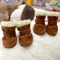 4pcs Suede Velvet Winter Dog Shoes Anti-Slip Warm Pet Boots Pet Boots Nixie Brown L