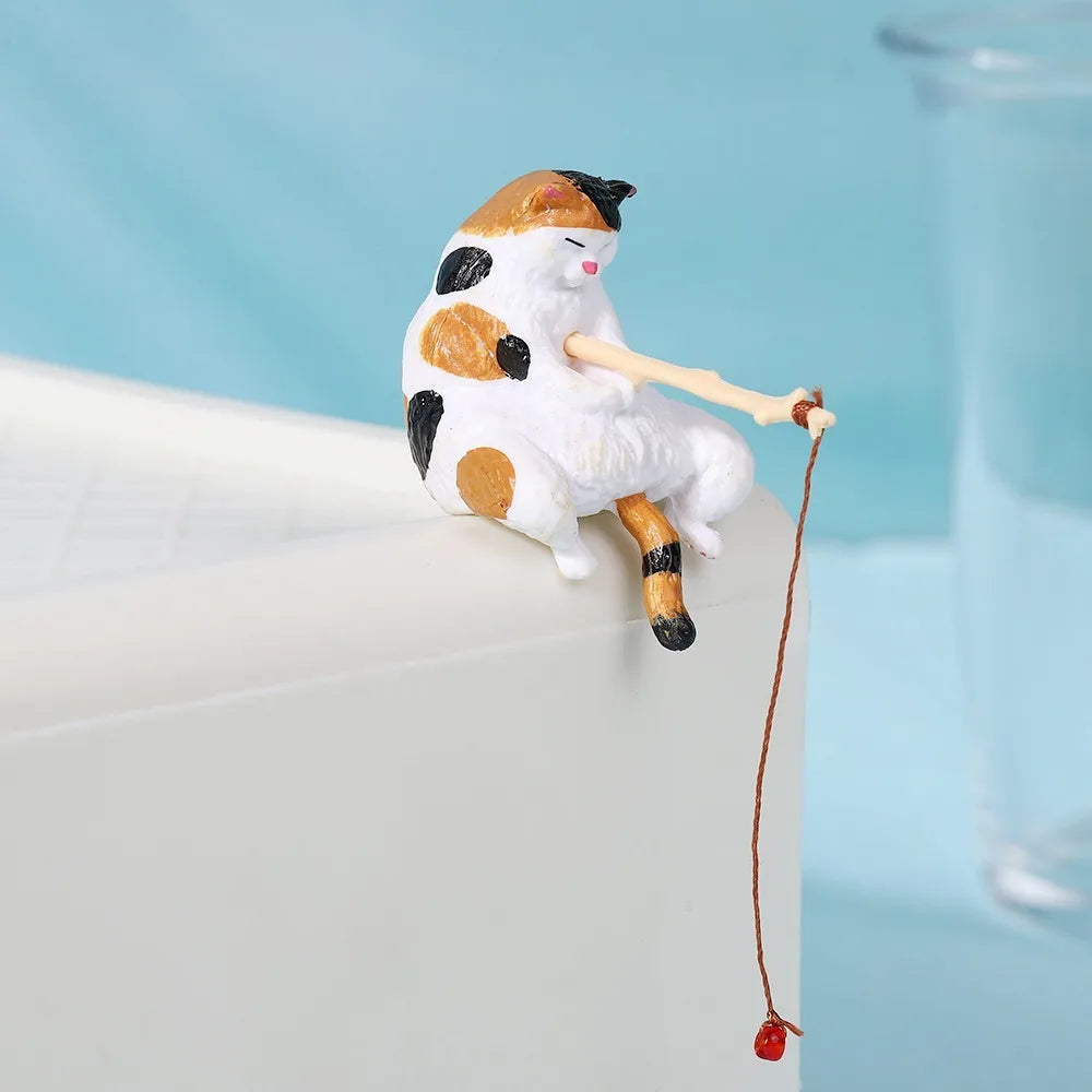 Miniature Fishing Cat Aquarium Ornament – Cartoon Fish Tank Decor Aquarium Ornament Nixie Style 1