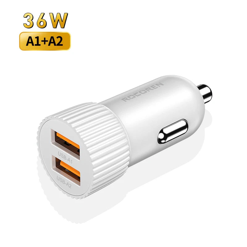 Rocoren 36W USB-C PD & QC 3.0 Dual-Port Car Charger