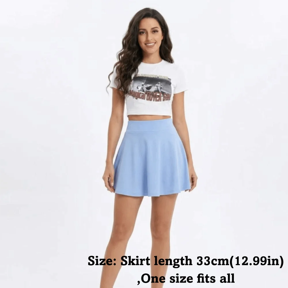Women's Pleated Mini Skirt – Elastic Waist A-Line Casual Skirt Pleated Mini Skirt Nixie