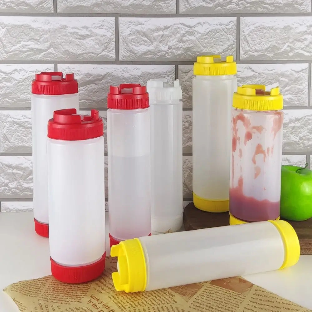 Double Head Squeeze Sauce Bottles 16oz 20oz 24oz | Food-Grade PP Condiment Squeeze Bottle Nixie