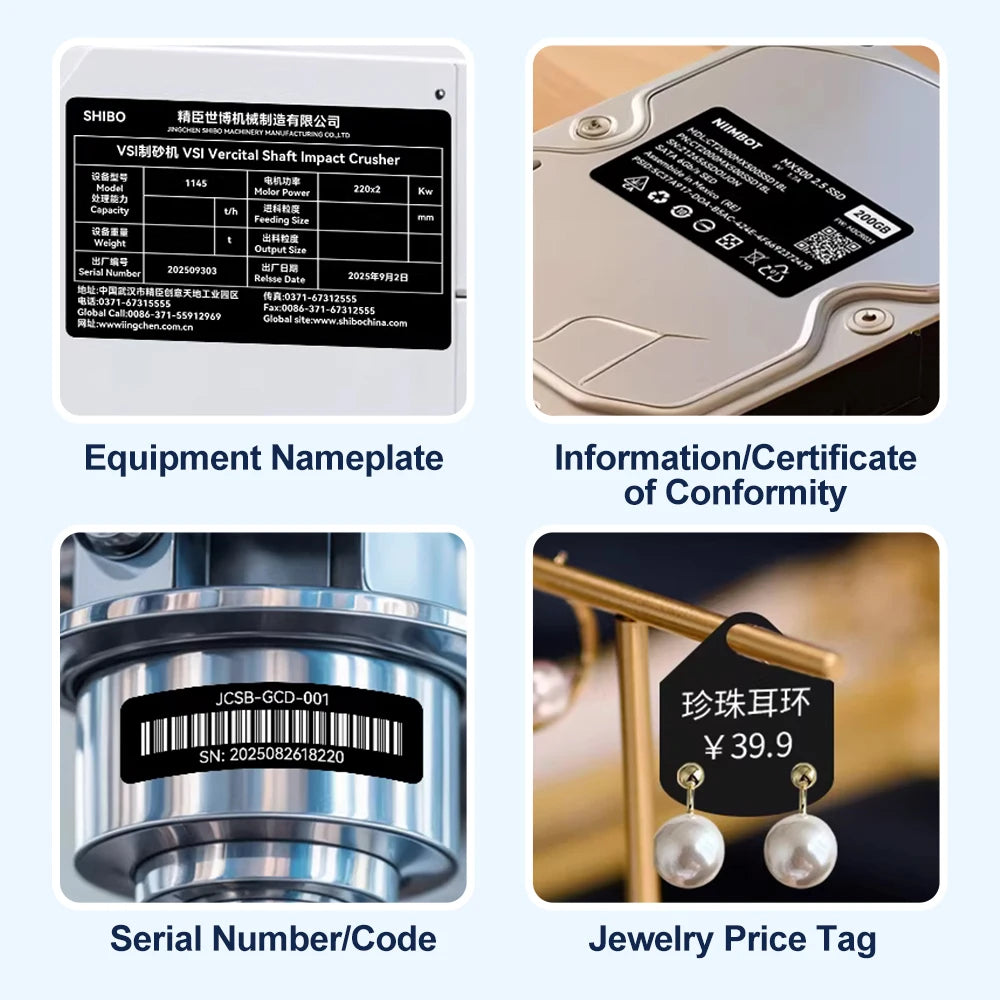Niimbot M2/M3 Thermal Transfer Black Labels – Multi-Shape Rolls