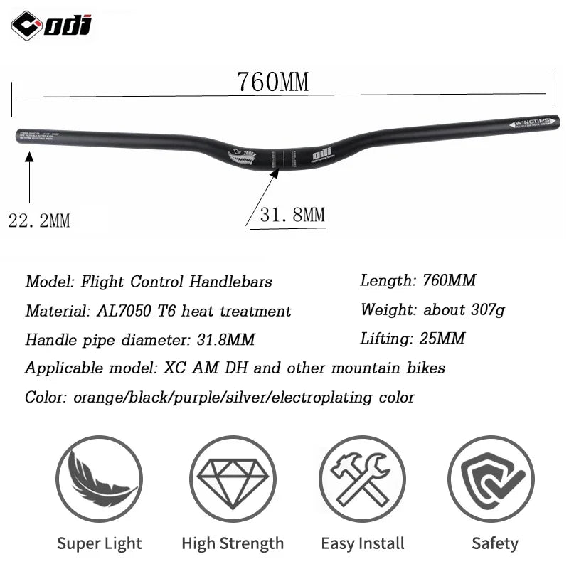 ODI 7050 Aluminum MTB Handlebar 760mm Ultralight Mountain Bike Bar MTB Handlebar Nixie