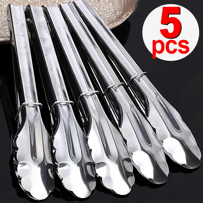 Stainless Steel BBQ Tongs Set of 5 – Non-Slip, Dishwasher Safe Kitchen BBQ Tongs Nixie