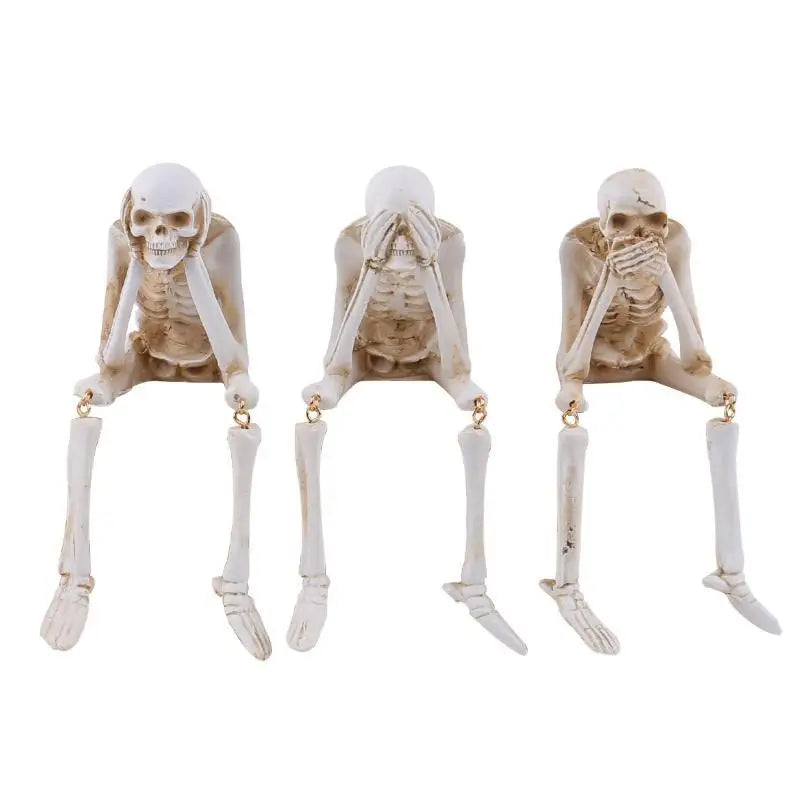 3-Pc See Hear Speak No Evil Skeleton Figurines | Halloween Decor Halloween Figurines Nixie
