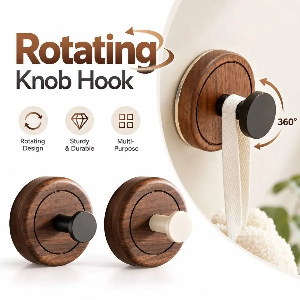 Walnut Wood Suction Cup Hook – No-Drill Removable Towel Hook Wall Storage Hook Nixie
