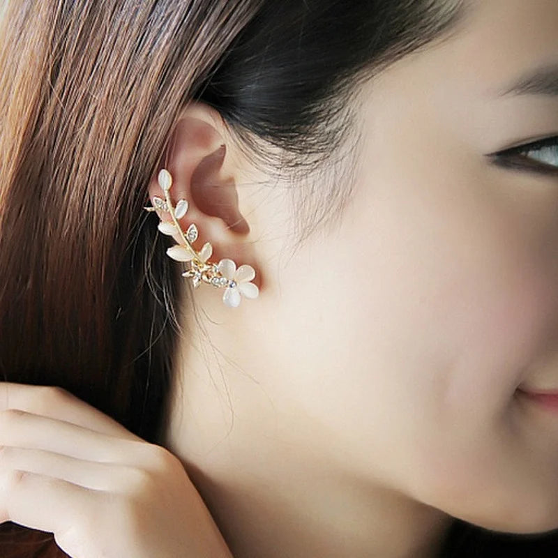 Rhinestone Clip-On Ear Cuff | Silver Plated Meniscus Earring Clip-On Ear Cuff Nixie