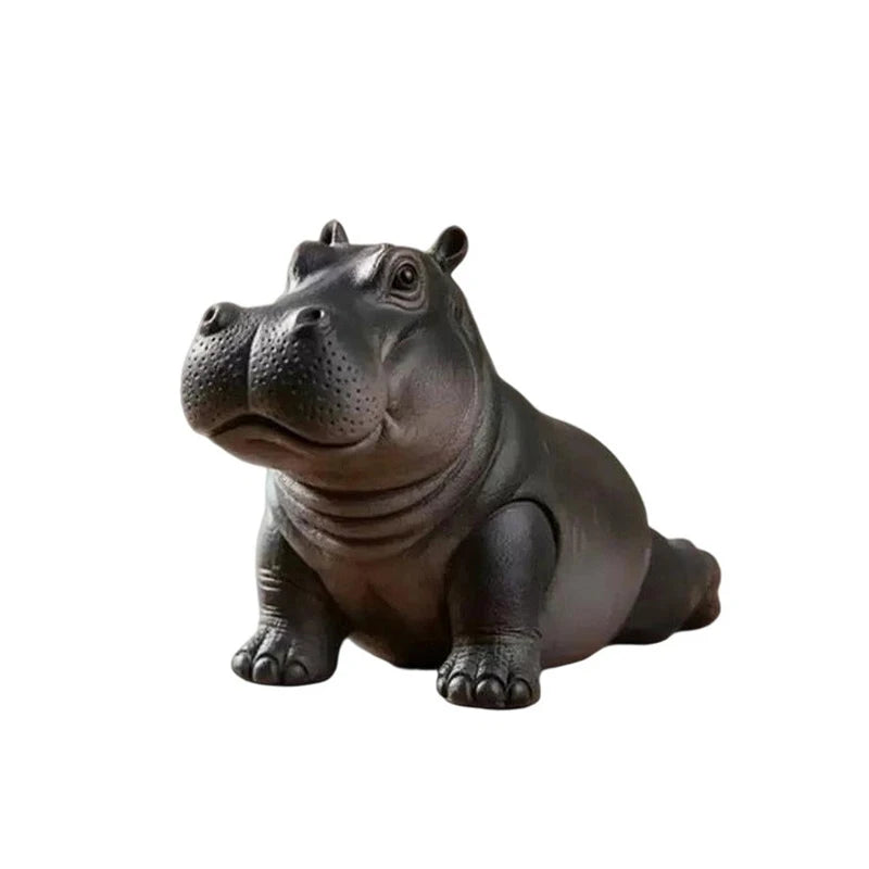 Yoga Hippo Statue – Handcrafted Resin Hippopotamus Figurine Resin Figurine Nixie A1