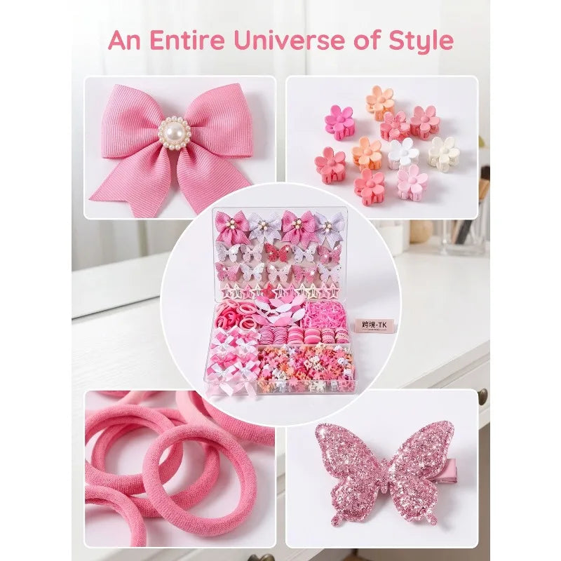 630PCS Girls Hair Accessories Set – Clips, Ties & Barrettes Kids Hair Accessories Nixie