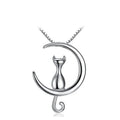 Moon Cat Pendant Necklace – Ethnic Zinc Alloy Mood Tracker Pendant Necklace Nixie Silvery