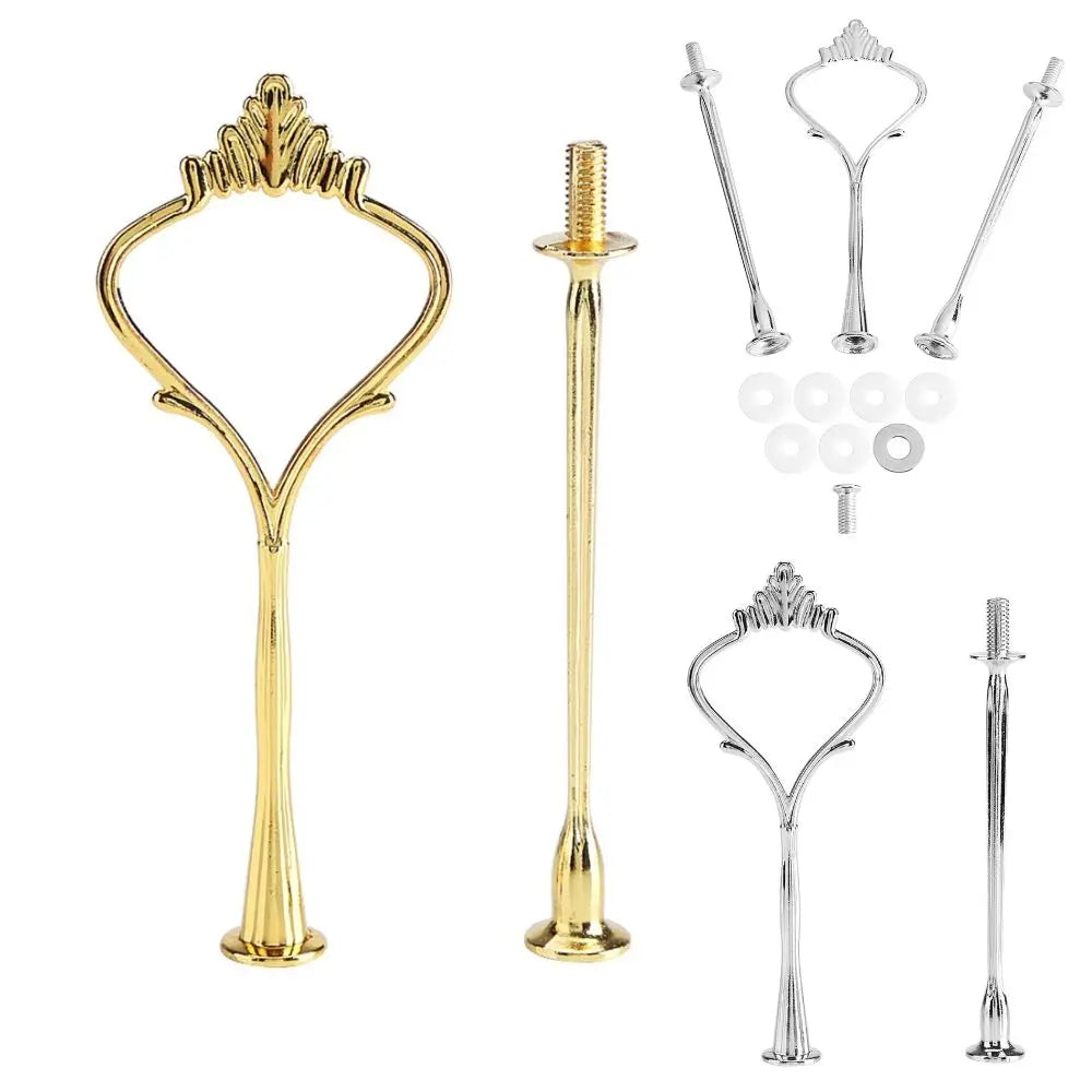Crown Handle Tiered Cake Stand Hardware Set – Gold & Silver Cake Stand Hardware Nixie