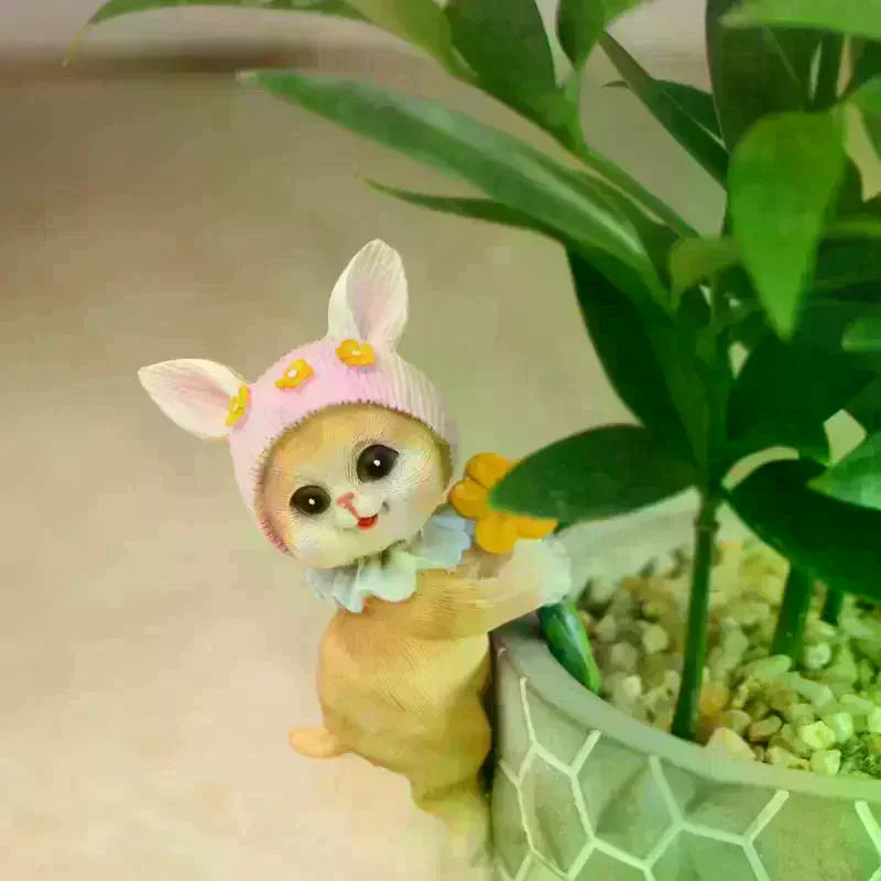 Hanging Cat Figurine Flower Pot Hugger – Resin Kitten Garden Decor Garden Figurine Nixie