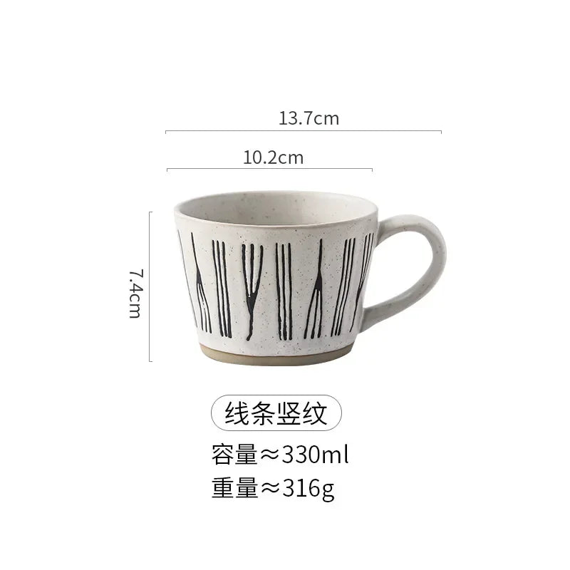 Hand-Painted Ceramic Coffee Mug 330ml | Tea & Milk Cup Ceramic Coffee Mug Nixie 301-400ml 02