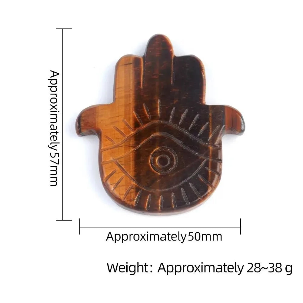 Natural Stone Hamsa Hand Carved Bead – Agate & Amethyst 57x50mm Carved Stone Bead Nixie