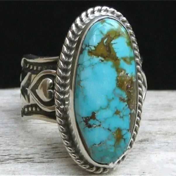 Antique Silver Turquoise Fashion Ring – Sizes 6-10 Fashion Ring Nixie
