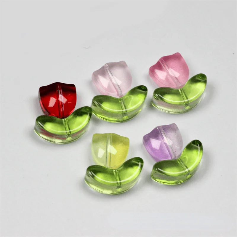 30pcs Luminous Tulip Glass Beads – DIY Earrings & Bracelets DIY Jewelry Beads Nixie