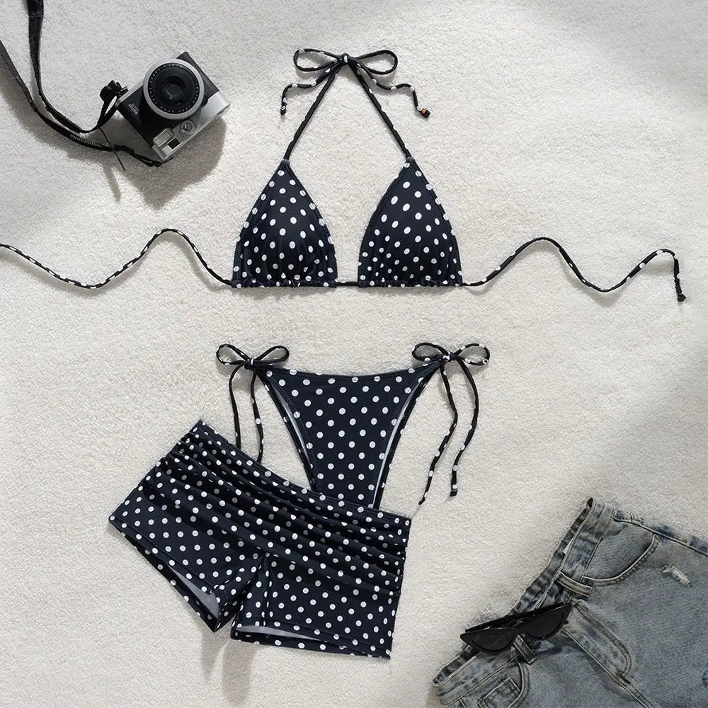 3-Piece Dot Print Bikini Set – Women's Summer Beachwear Women's Bikini Set Nixie