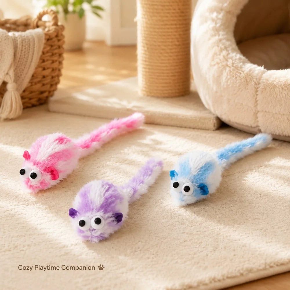 Plush Mouse Cat Toy – Interactive Indoor Kitten Teaser