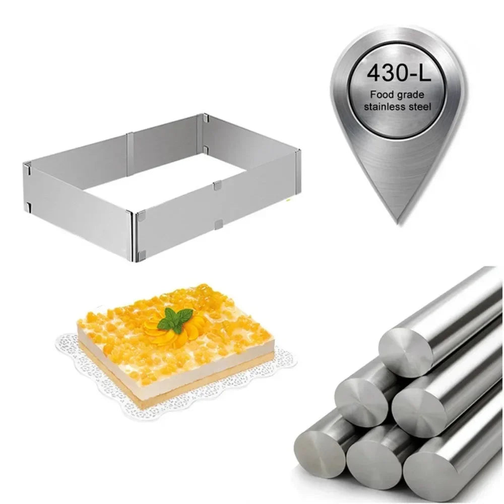 Adjustable Stainless Steel Square Cake Ring Mold for Mousse