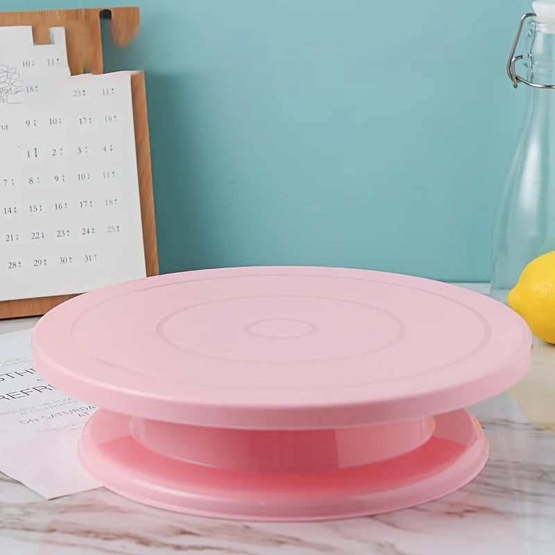 White Round Plastic Cake Turntable – Decorating Stand