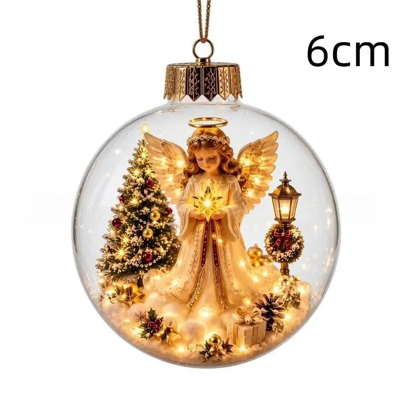 LED Luminous Christmas Crystal Ball Ornament – Santa & Snowman Christmas Ball Ornament Nixie A7 6cm