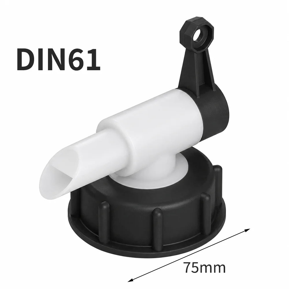 DN51/DN61 IBC Water Tank Faucet – Leak-Proof Plastic Tap Water Tank Faucet Nixie DIN61 Black