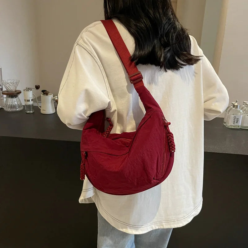 Nixie Crescent Crossbody Bag – Large Waterproof Nylon Hobo Bag Crossbody Shoulder Bag Nixie
