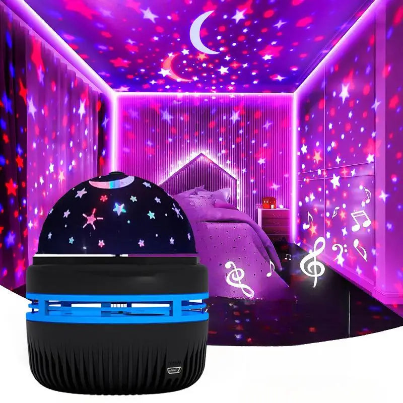 LED Starry Sky Projector Night Light – 360° Rotating RGB Aurora Star Projector Lamp Nixie