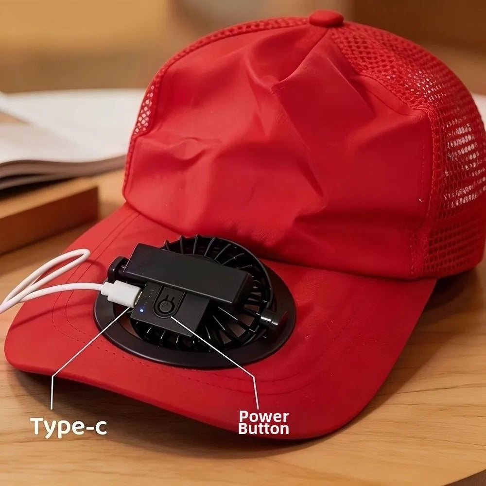 Cooling Fan Baseball Cap 3-Speed USB Rechargeable Sun Hat Fan Baseball Cap Nixie