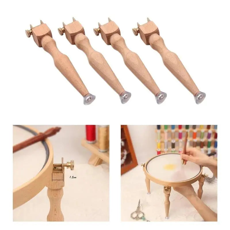 Wooden Embroidery Hoop Stand – Adjustable Portable Frame 1/3/4 Pcs