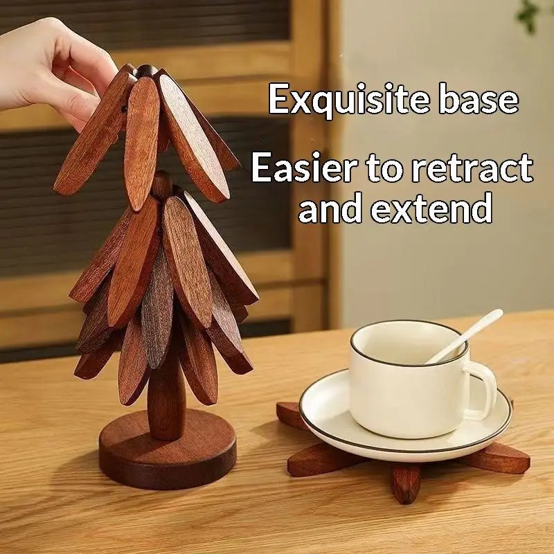 Foldable Bamboo Tree Trivet | Heat Resistant Non-Slip Kitchen Mat Kitchen Trivet Nixie