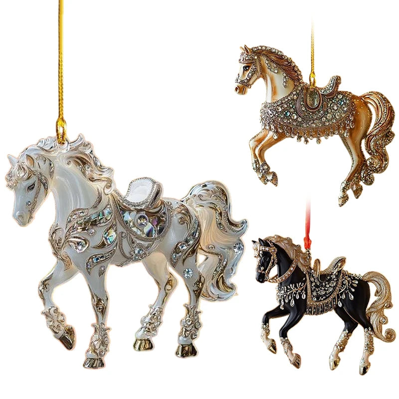2D Acrylic Horse Charm – Car Mirror & Christmas Tree Ornament Holiday Ornament Charm Nixie