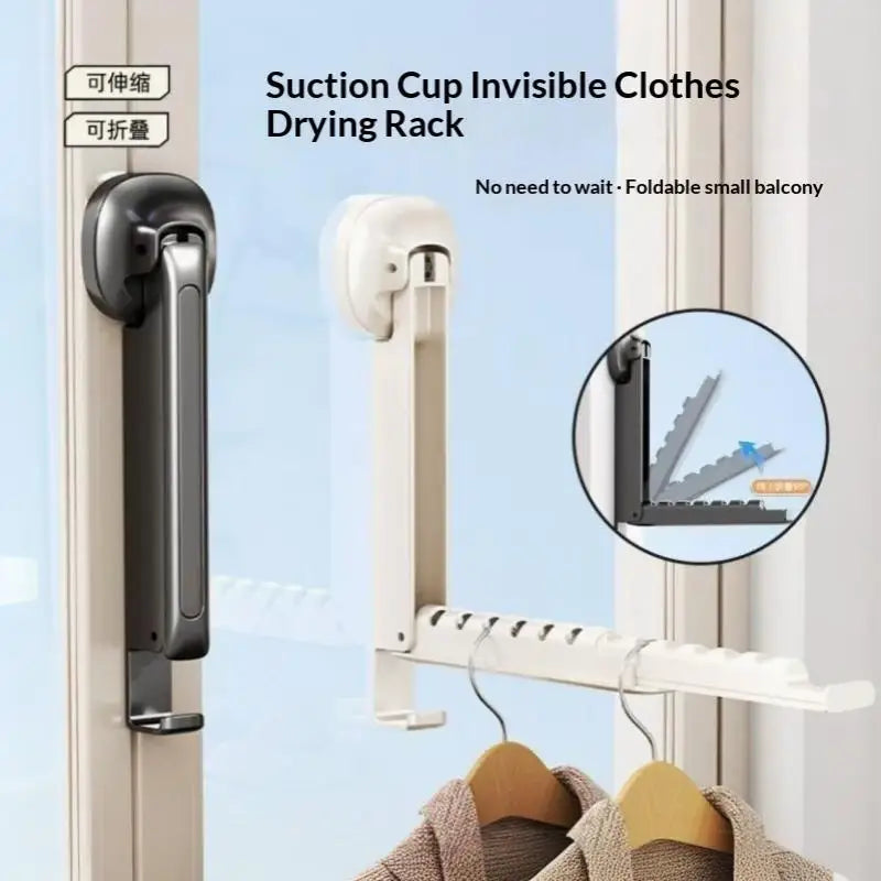 Folding Wall-Mounted Drying Rack – No-Drill Suction Cup