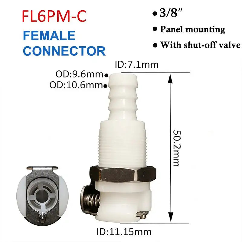 Quick Disconnect Hose Coupling 1/4 5/16 3/8 Valved Barb Connector Hose Quick Coupler Nixie FL6PM