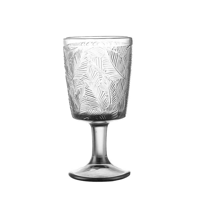 French Retro Leaf Relief High-Footed Wine & Champagne Glass Wine Glass Nixie