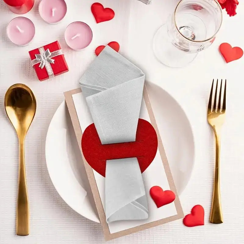 10pcs Heart-Shaped Cutlery Sleeves | Party Table Decoration