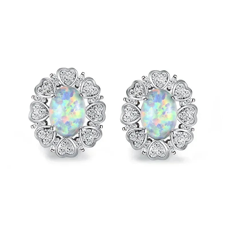 White Simulated Opal Drop Earrings – Classic Zinc Alloy Drop Earrings Nixie