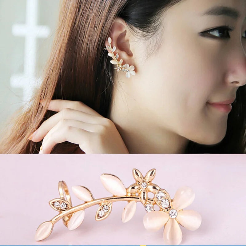 Rhinestone Clip-On Ear Cuff | Silver Plated Meniscus Earring Clip-On Ear Cuff Nixie