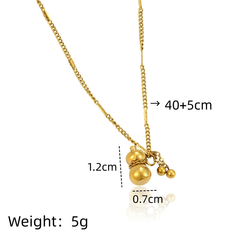 Gold Gourd Pendant Necklace – Stainless Steel Clavicle Chain Pendant Necklace Nixie
