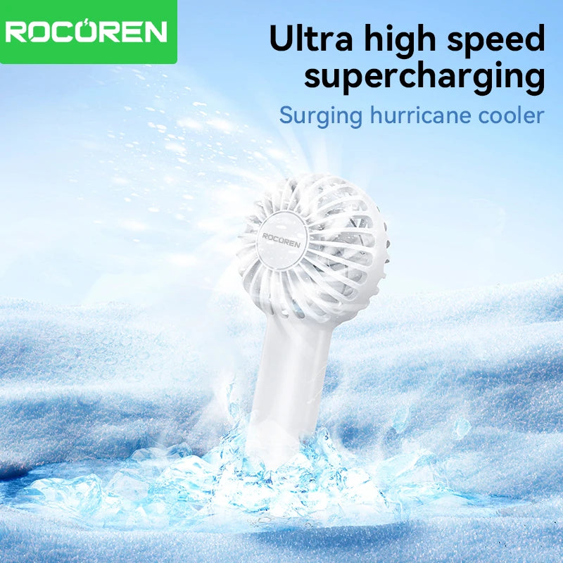 Rocoren Mini Portable USB Rechargeable Handheld Fan with Base Portable Handheld Fan Nixie
