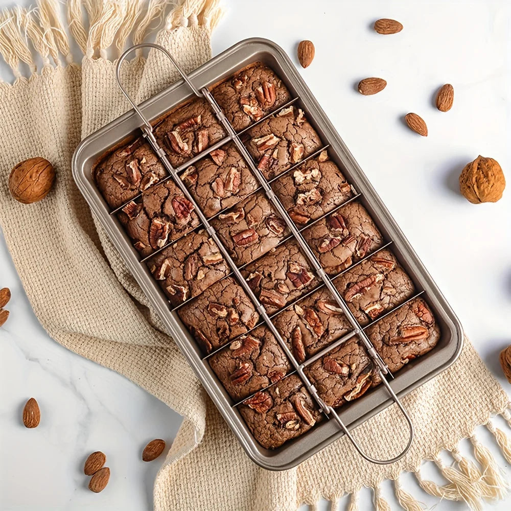 18-Grid Stainless Steel Brownie Pan with Dividers – Non-Stick Brownie Baking Pan Nixie