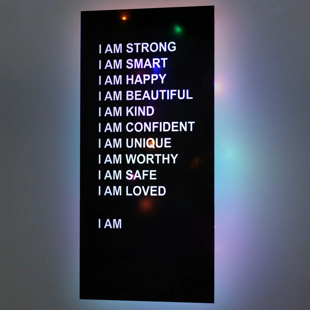 Affirmations Mirror with Colorful LED String Lights | Acrylic