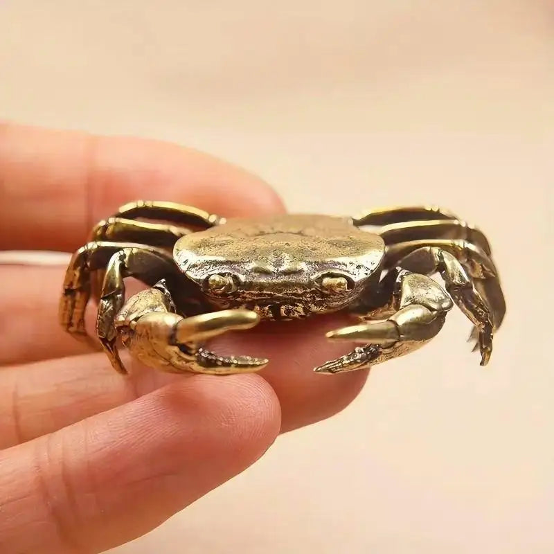 Brass Crab Figurine Antique Tea Pet Desktop Ornament | Handcrafted Decorative Figurine Nixie