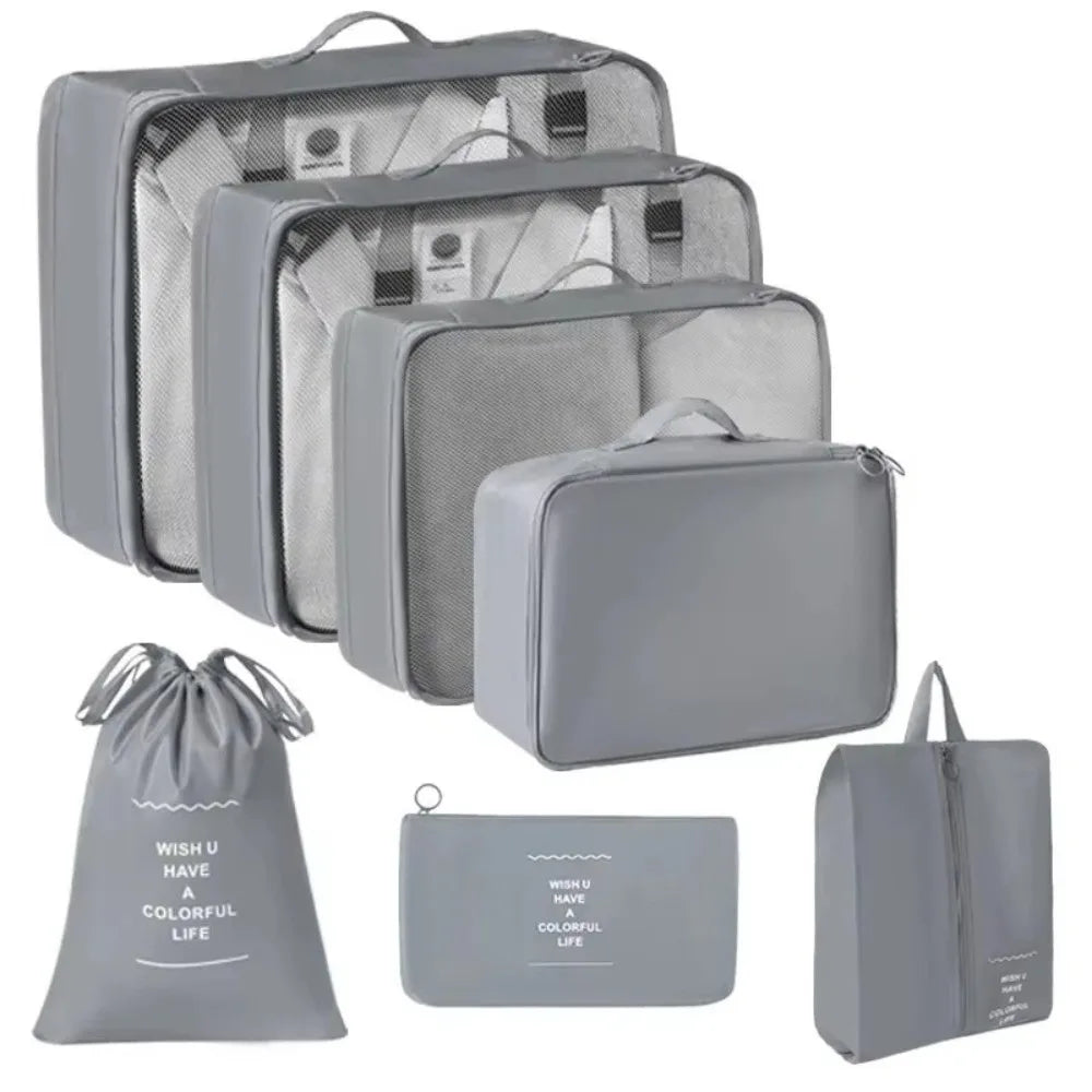 7-Piece Travel Organizer Bag Set – Waterproof Packing Cubes Travel Organizer Set Nixie Grey