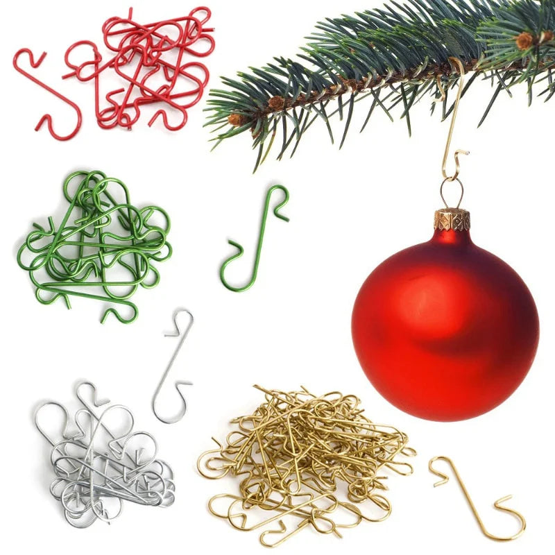 50pcs Metal S-Hooks Christmas Ornament Hangers – 2 Sizes Christmas Ornament Hooks Nixie
