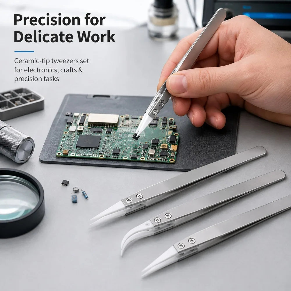 Ceramic Cross Lock Tweezers Anti-Static Reverse Action Tool