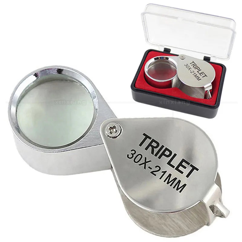 10x 20x 30x Folding Jewelry Loupe Magnifier – Metal Frame Glass Lens Jewelry Loupe Magnifier Nixie