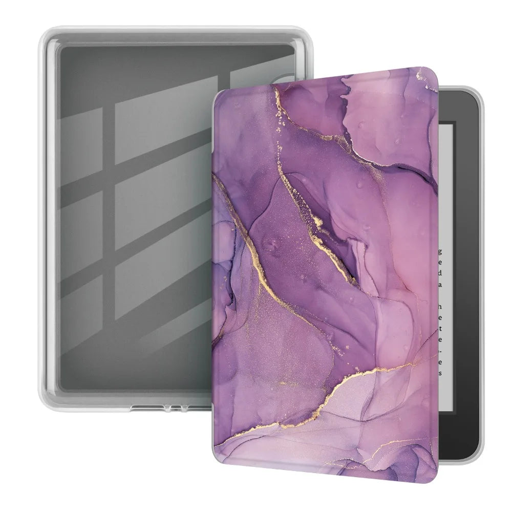 Kindle Paperwhite 7" 2024 12th Gen Colorsoft Smart Folio Case E-Reader Folio Case Nixie Purple Marble
