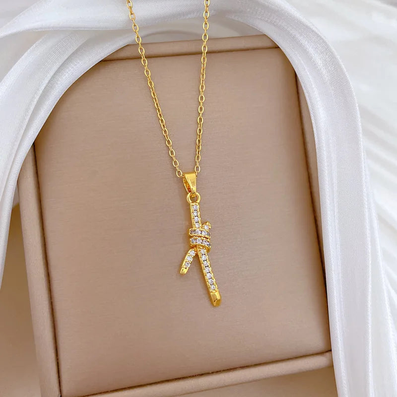 Women's Gold-Plated Stainless Steel Pendant Clavicle Necklace Pendant Necklace Nixie
