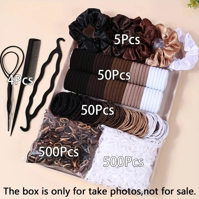 1109-Pc Women's Hair Accessories – Scrunchies, Bands & Headbands Hair Accessories Set Nixie 10-white coffee 1109 Pieces